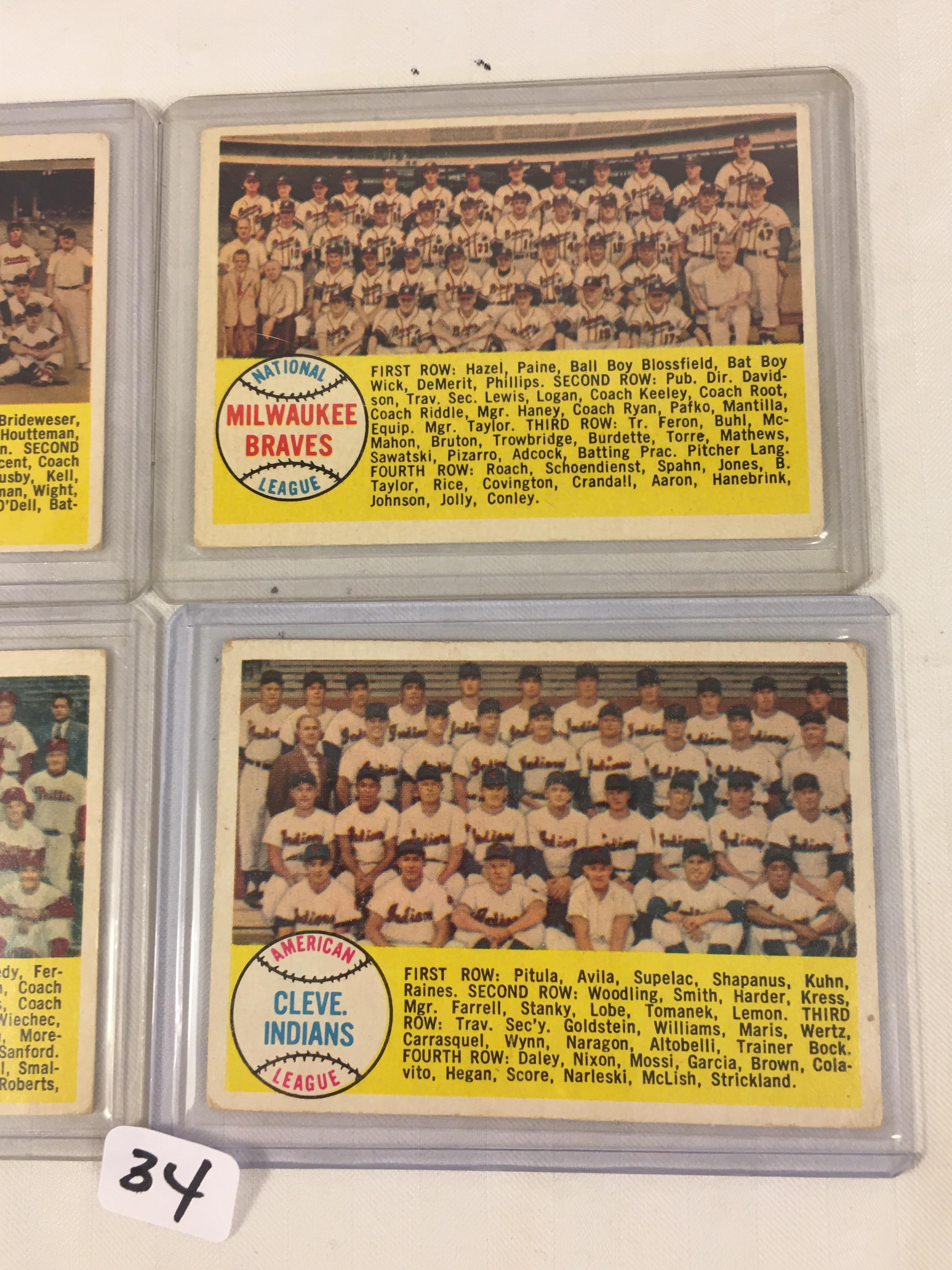 Lot of 4 Pieces Collector Vintage Sport Baseball Cards Assorted Team & Player Cards - See Pictures