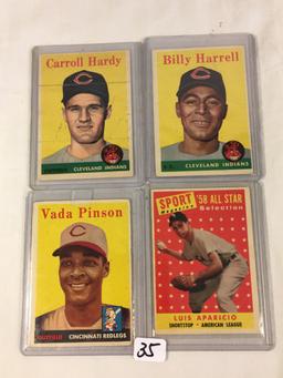 Lot of 4 Pieces Collector Vintage Sport Baseball Cards Assorted Team & Player Cards - See Pictures