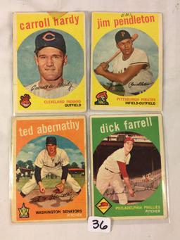 Lot of 4 Pieces Collector Vintage Sport Baseball Cards Assorted Team & Player Cards - See Pictures