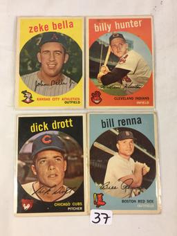 Lot of 4 Pieces Collector Vintage Sport Baseball Cards Assorted Team & Player Cards - See Pictures