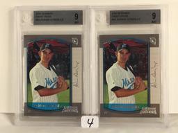 Lot of 2 Pieces Beckett Graded 2000 Bowman Draft Picks #86 Adrian Gonzalez Mint 9 Baseball Cards