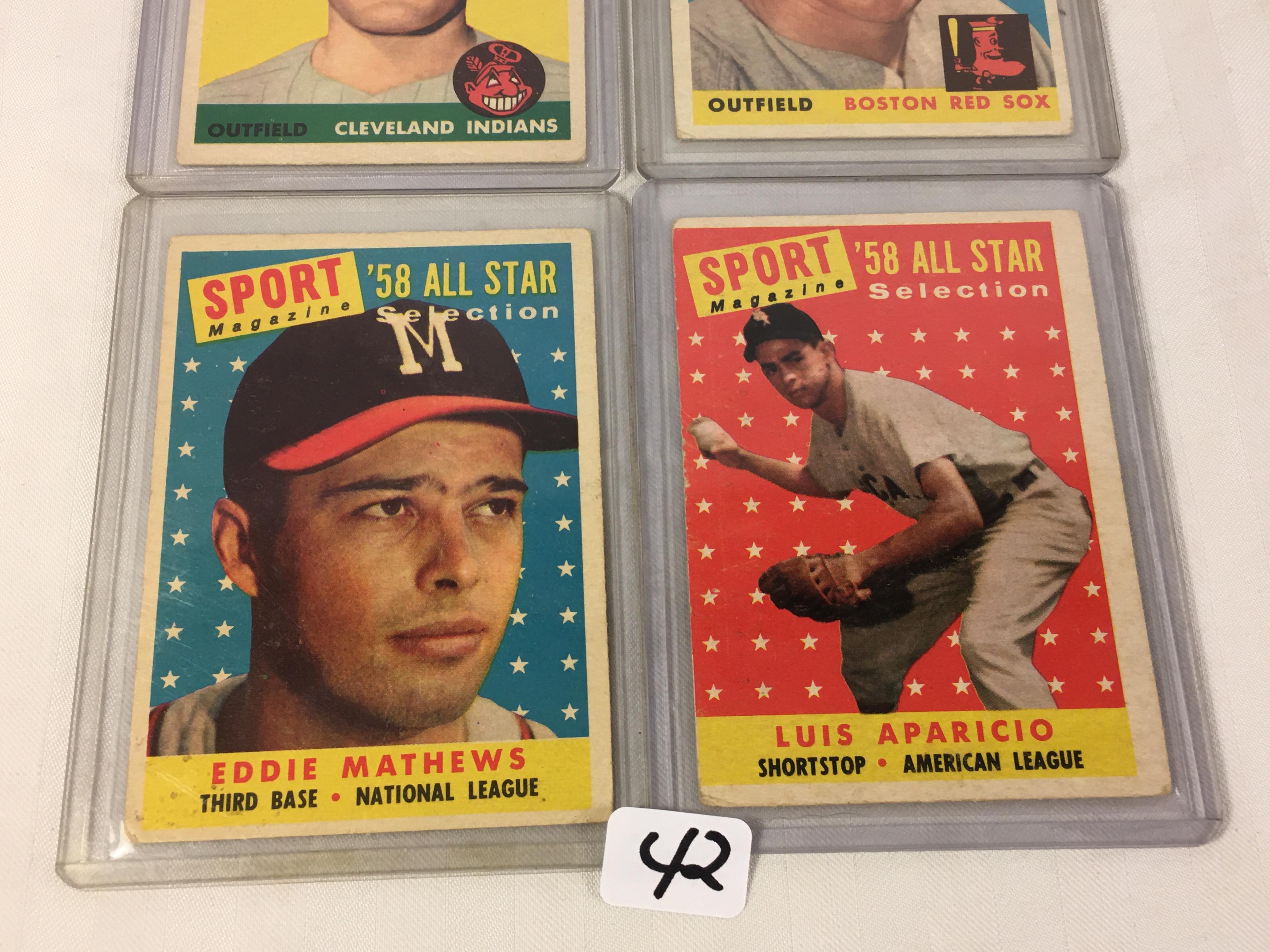 Lot of 4 Pieces Collector Vintage Sport Baseball Cards Assorted Team & Player Cards - See Pictures