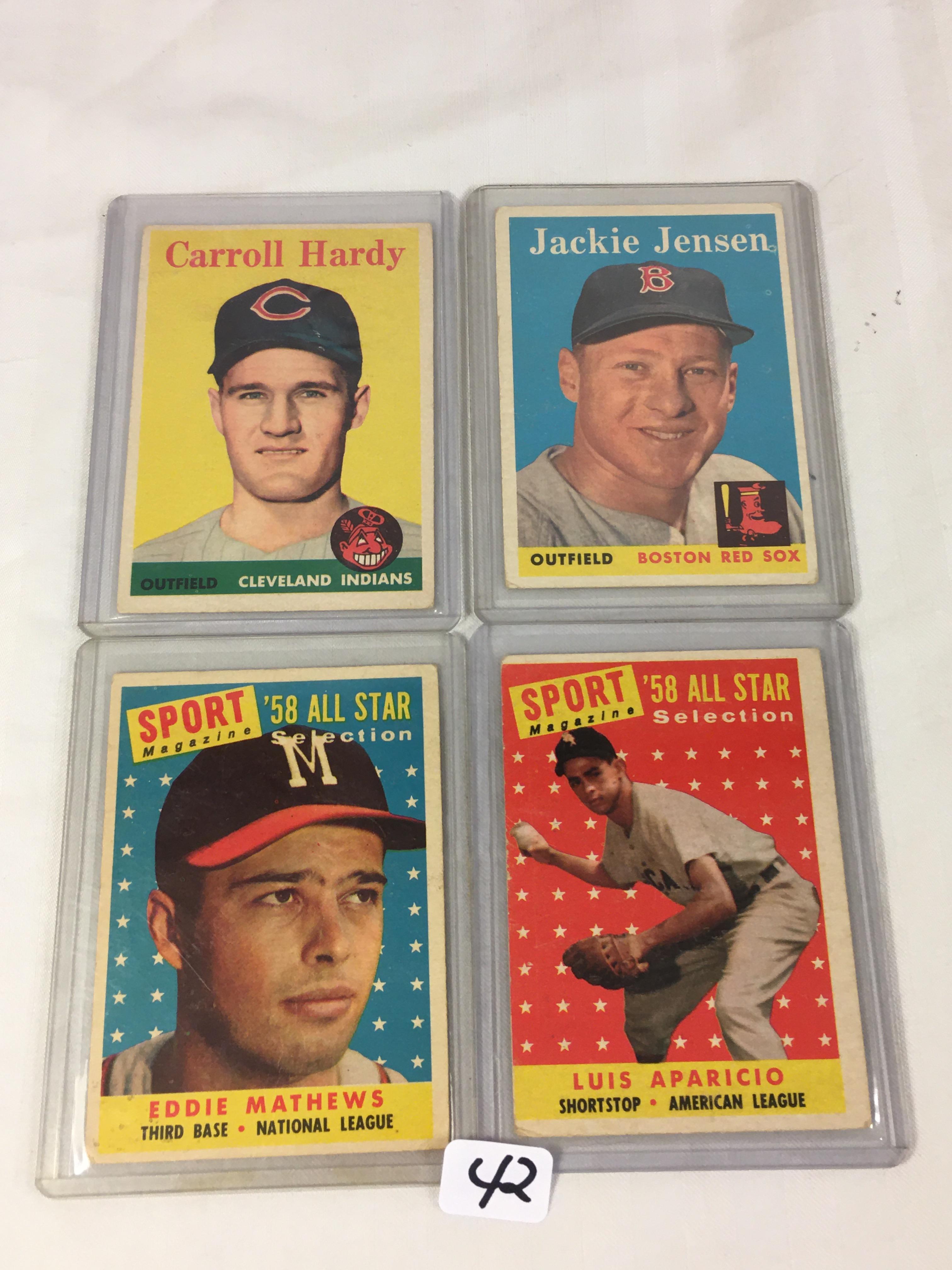 Lot of 4 Pieces Collector Vintage Sport Baseball Cards Assorted Team & Player Cards - See Pictures