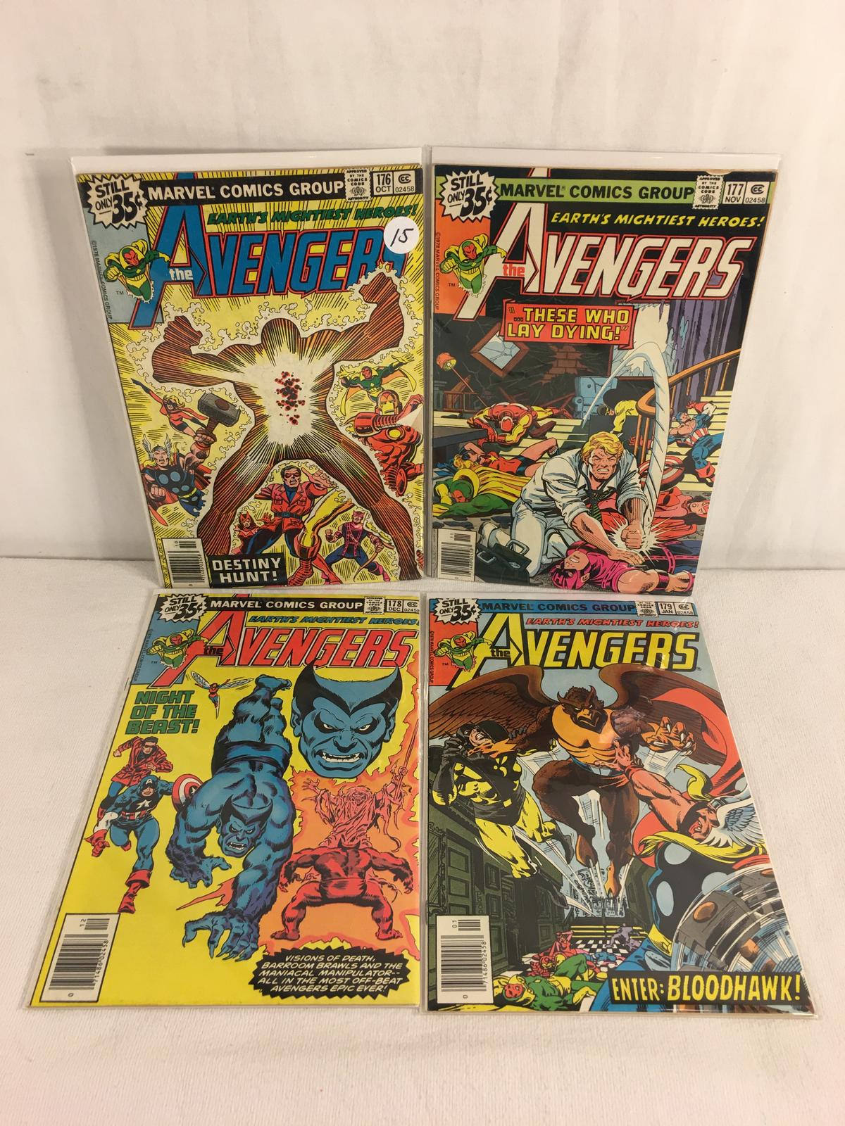 Lot of 4 Collector Vintage Marvel The Avengers Comic Books No.176.177.178.179.