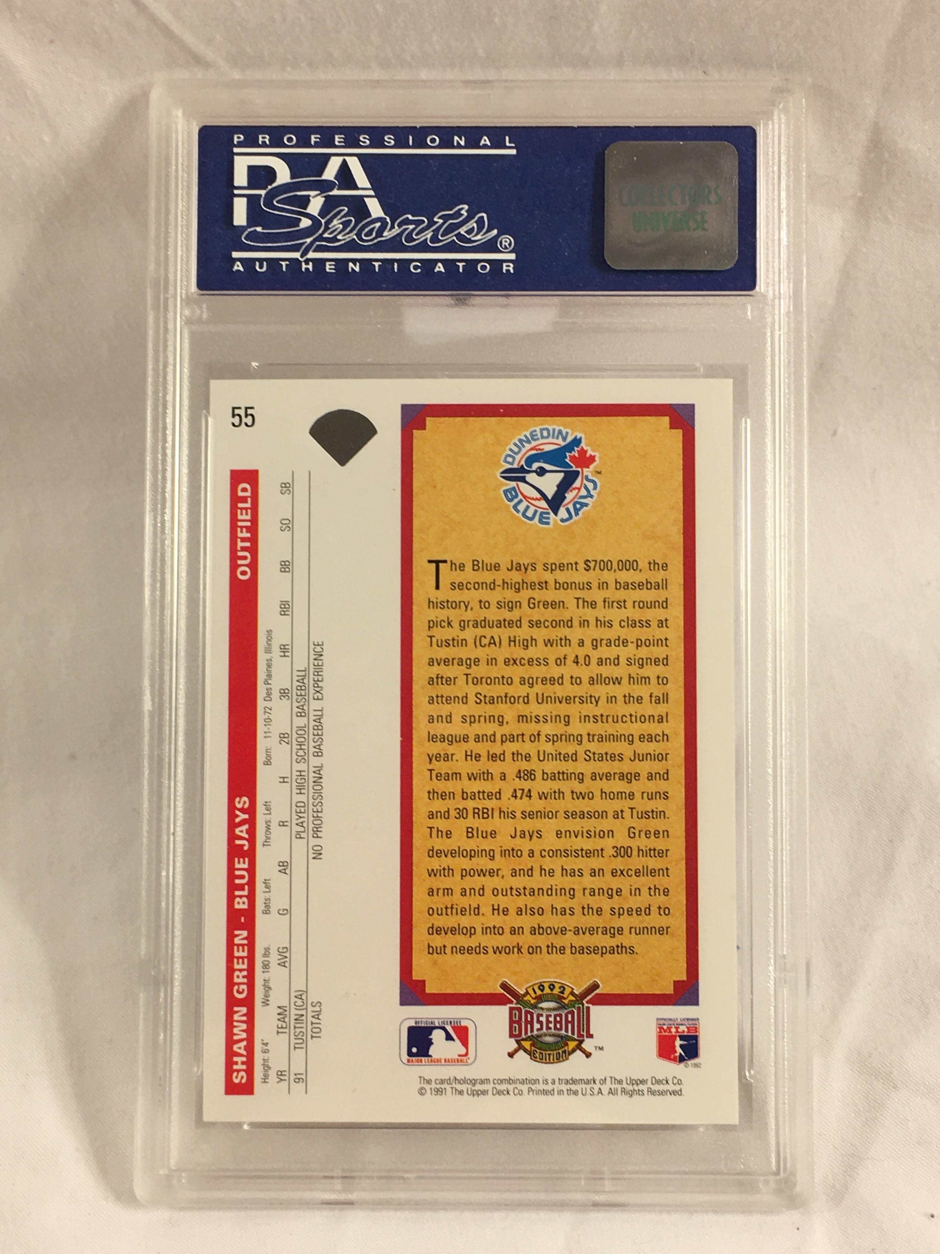 Collector PSA 1992 Upper Deck #55 Shawn Green MINT 9 04285908 Baseball Card