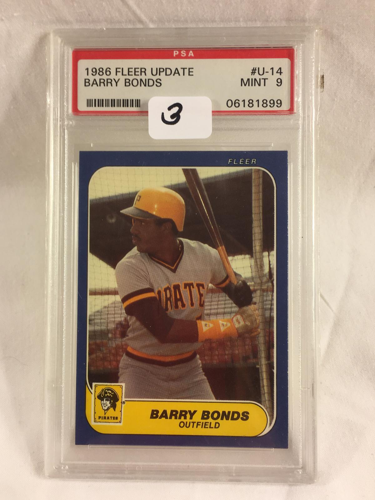 Vintage Collector PSA 1986 Fleer Update #U-14 Barry Bonds MINT 9 06181899 Card