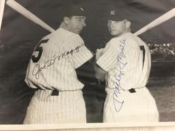 Vintage Collector Sport Baseball Photo Signed by Joe Dimaggio & Mickey Mantle 14X11"