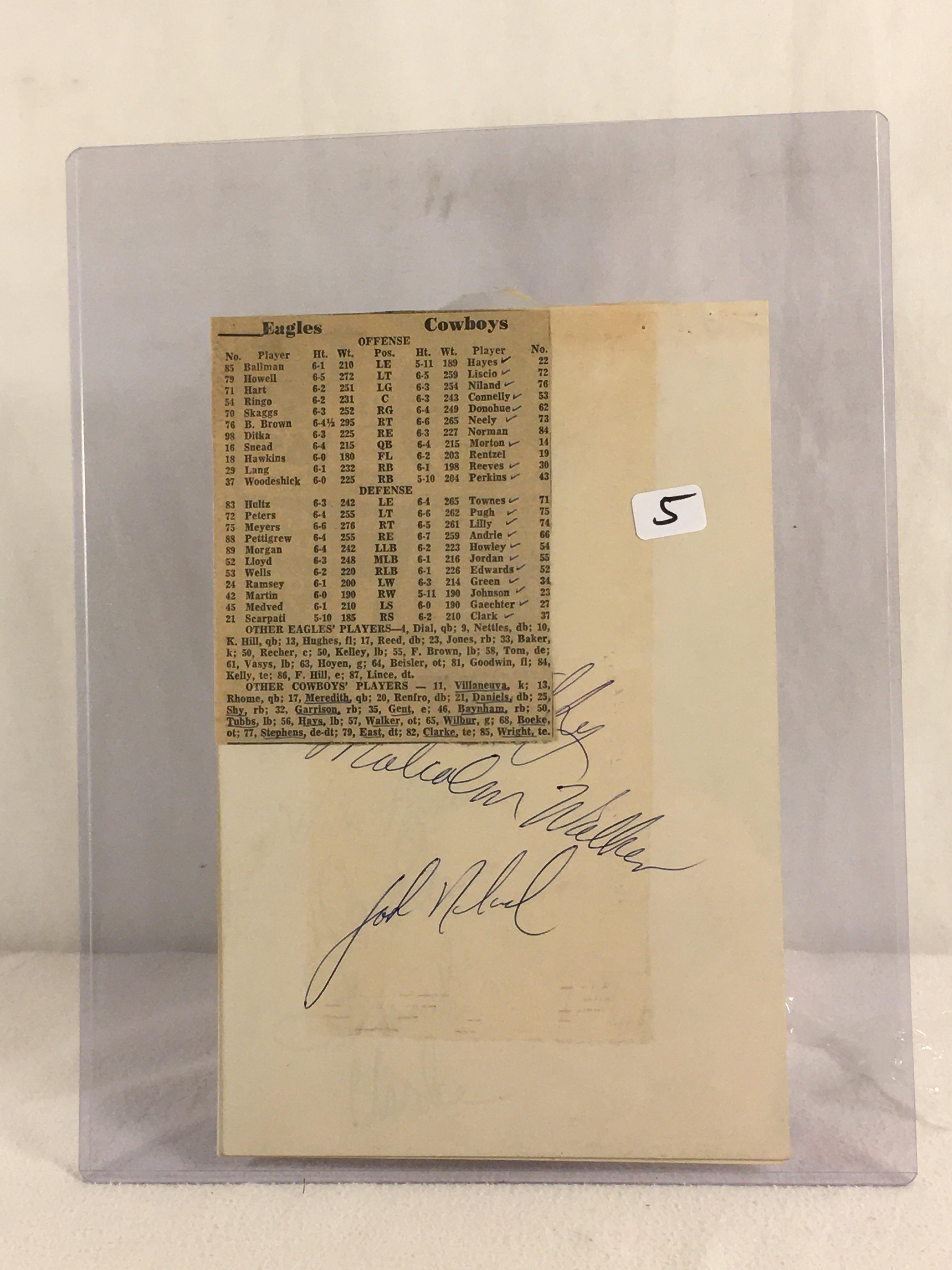 Vintage Collector Sport Papers w/ Autographs from Eagle and Cowboy Players - See Pics