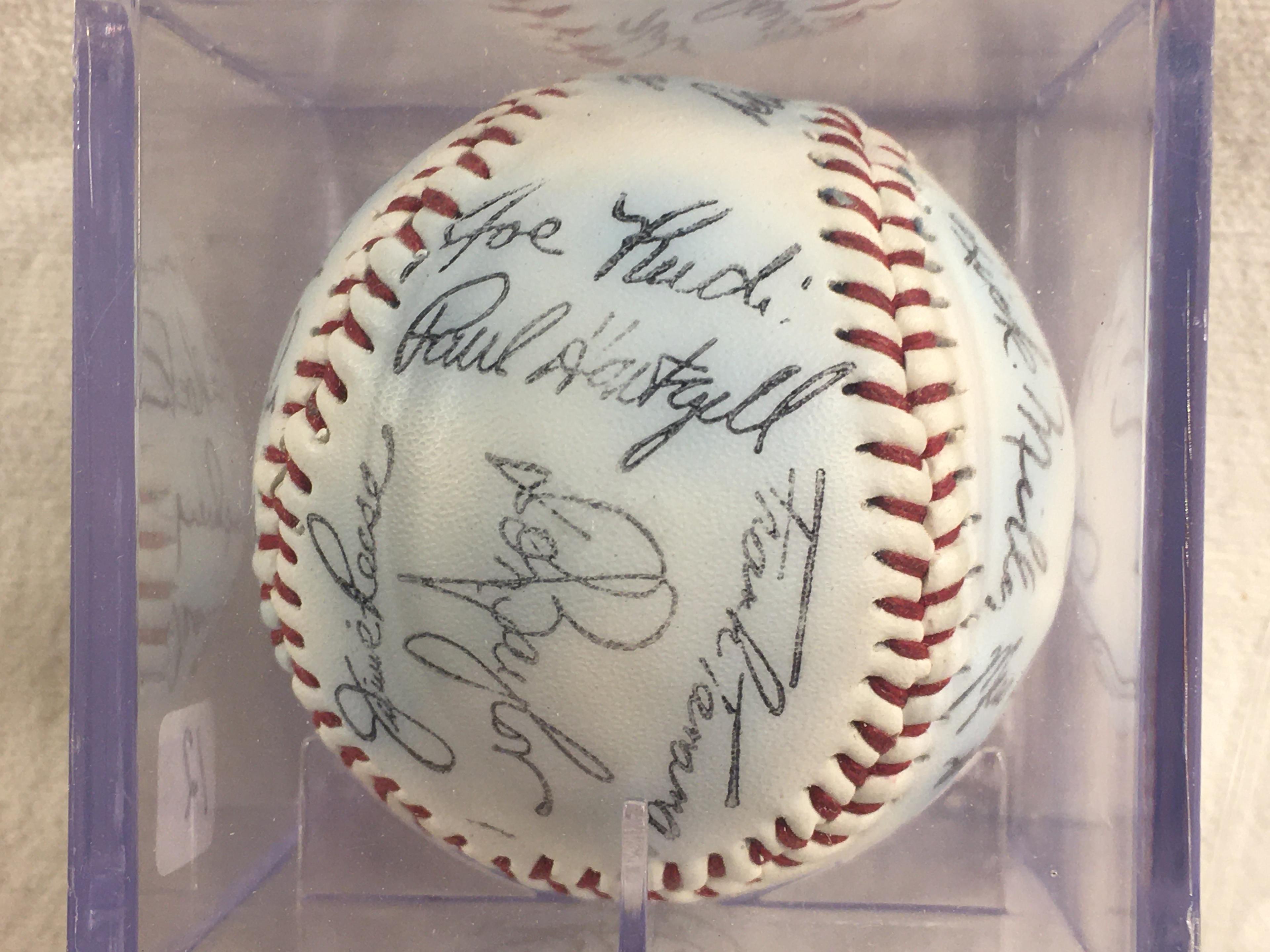 Collector Signed Baseball in Case 3.25"X3.25"X3.25" - See Pictures