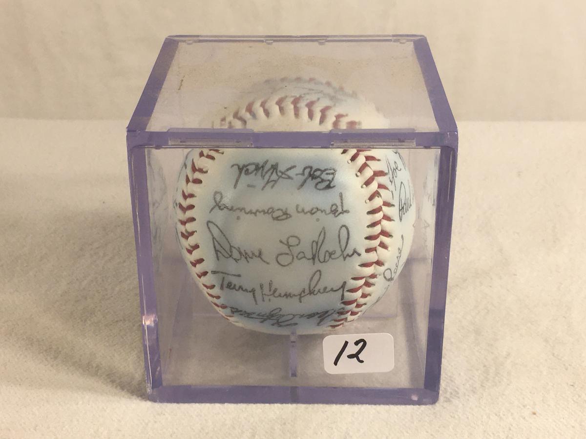 Collector Signed Baseball in Case 3.25"X3.25"X3.25" - See Pictures