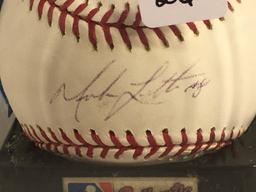 Collector Rawlings MLB Baseball Signed by Mark L in Case 3.25"X3.25"X3.25" - See Pics