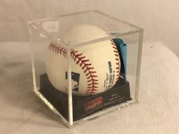 Collector Rawlings MLB Baseball Signed by Mark L in Case 3.25"X3.25"X3.25" - See Pics