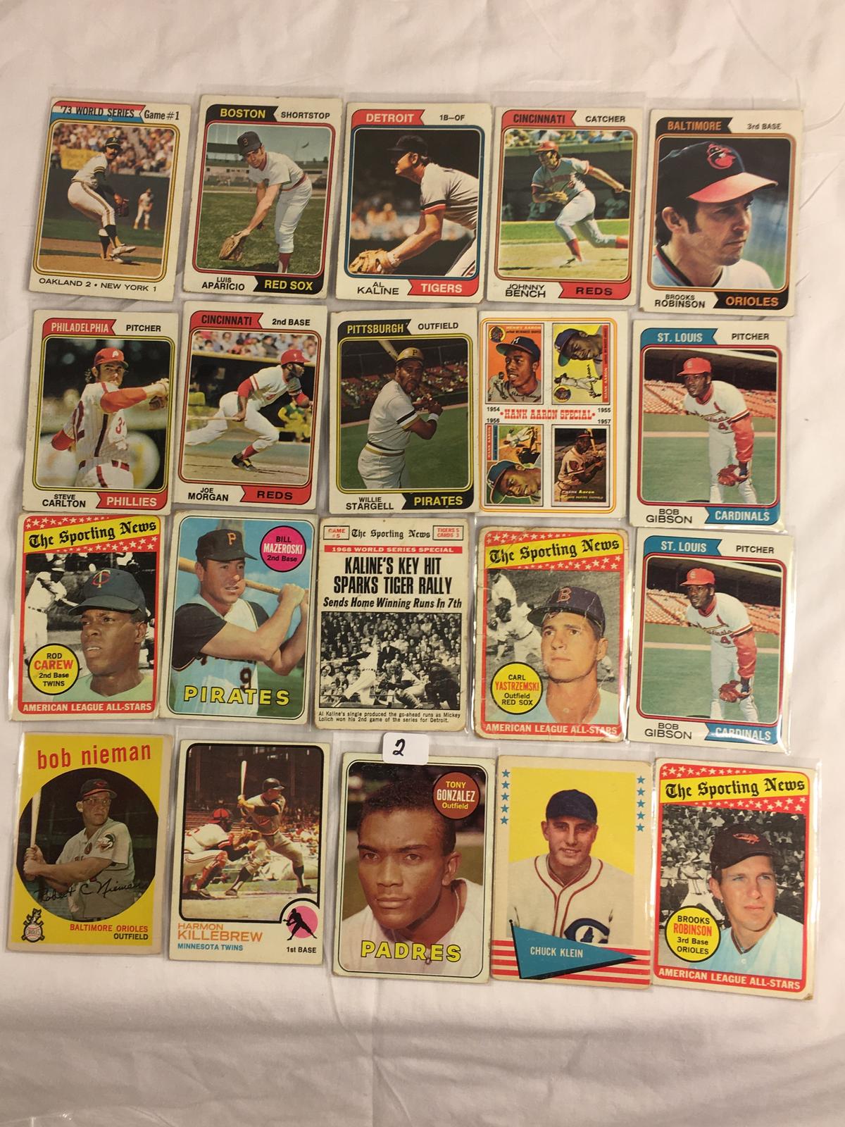 Lot of 20 Pcs Collector Loose Vintage Assorted Players Baseball Cards - See Pictures