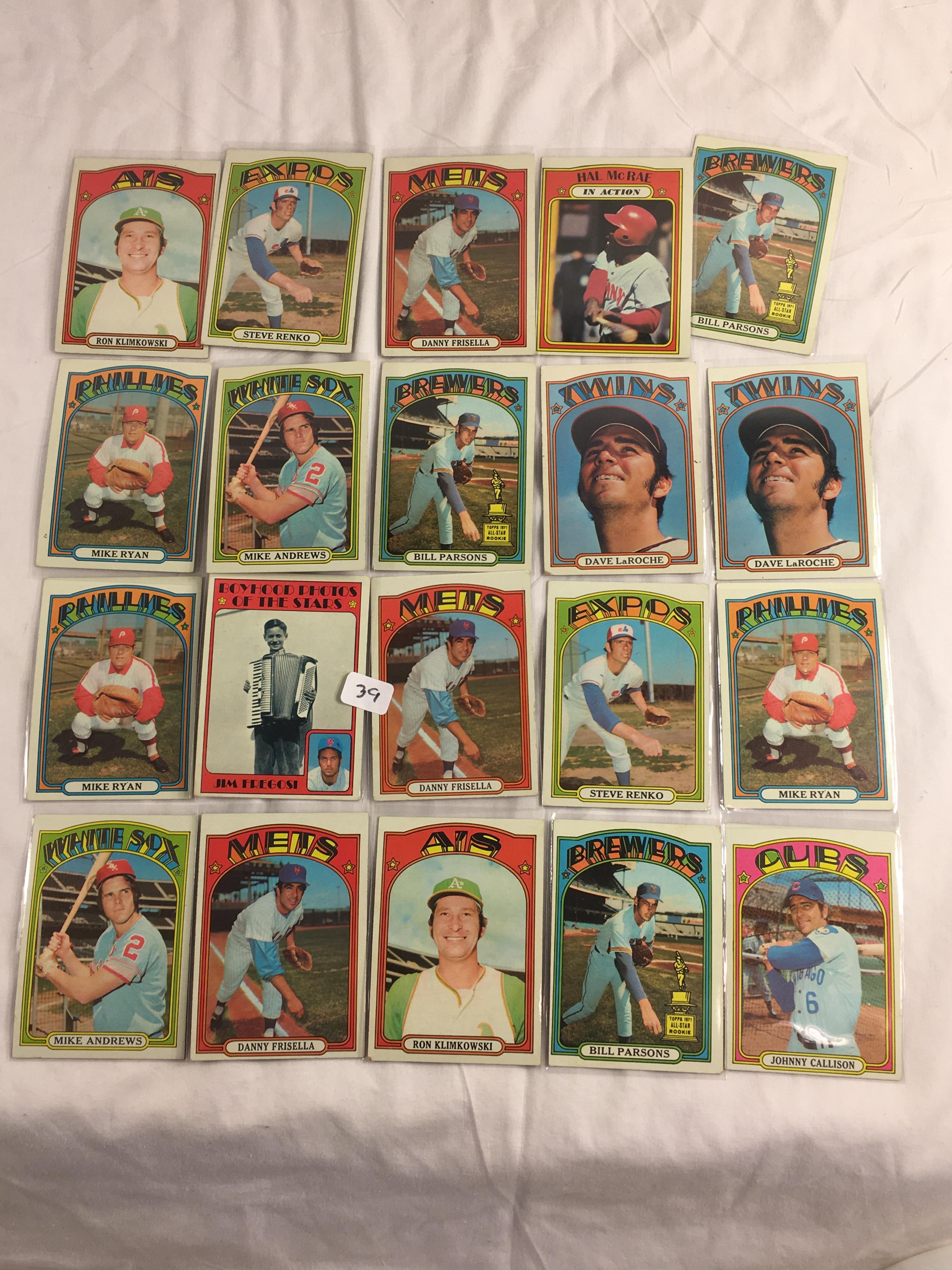 Lot of 20 Pcs Collector Loose Vintage Assorted Players Baseball Cards - See Pictures