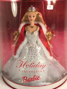Collector NIP 2001 Mattel Holiday Celebration Barbie Doll 11-12" Tall Doll - See Pictures