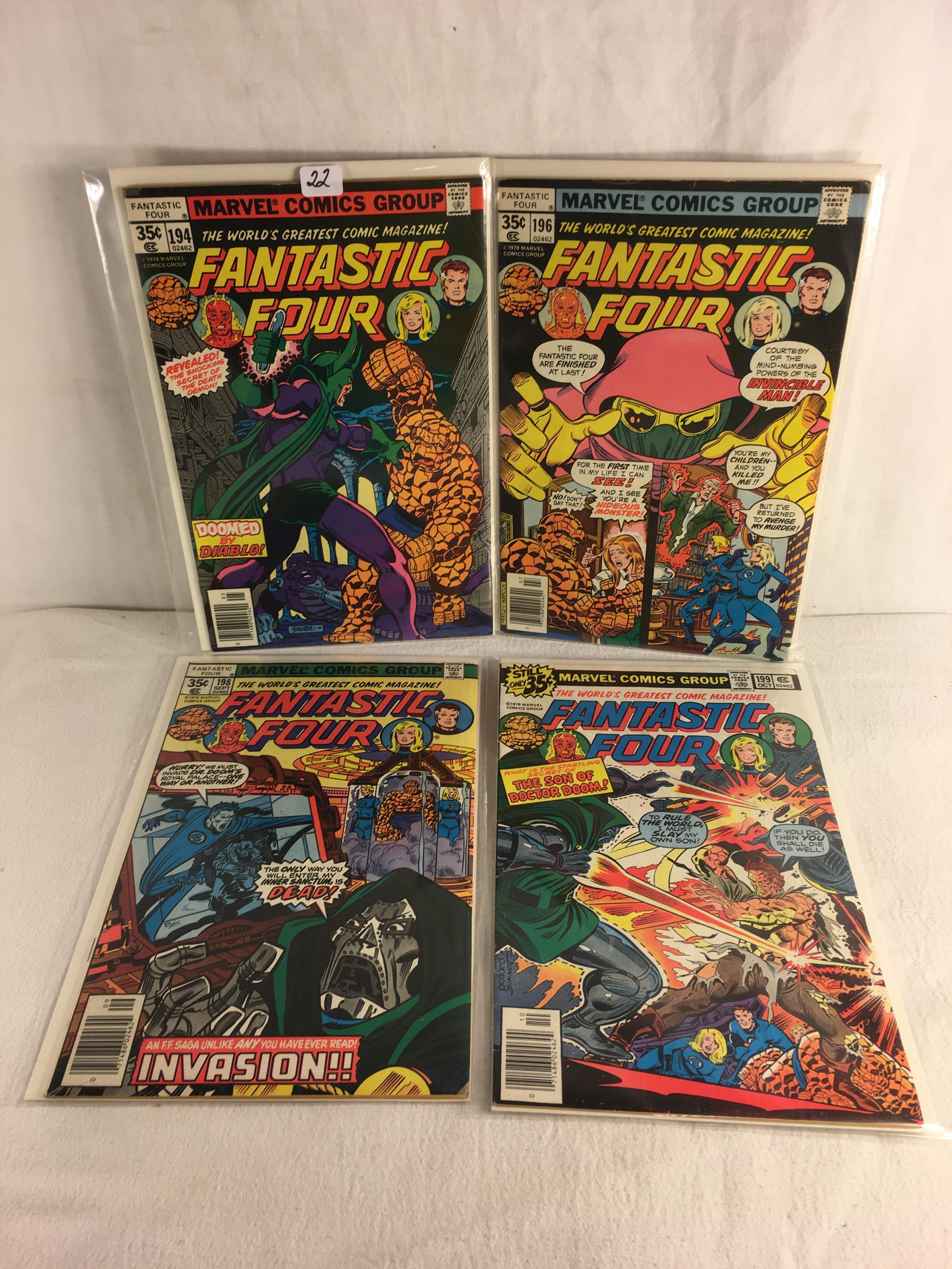 Lot of 4 Pcs Collector Vintage Marvel Comics Fantastic Four Comic Book No.194.196.198.199