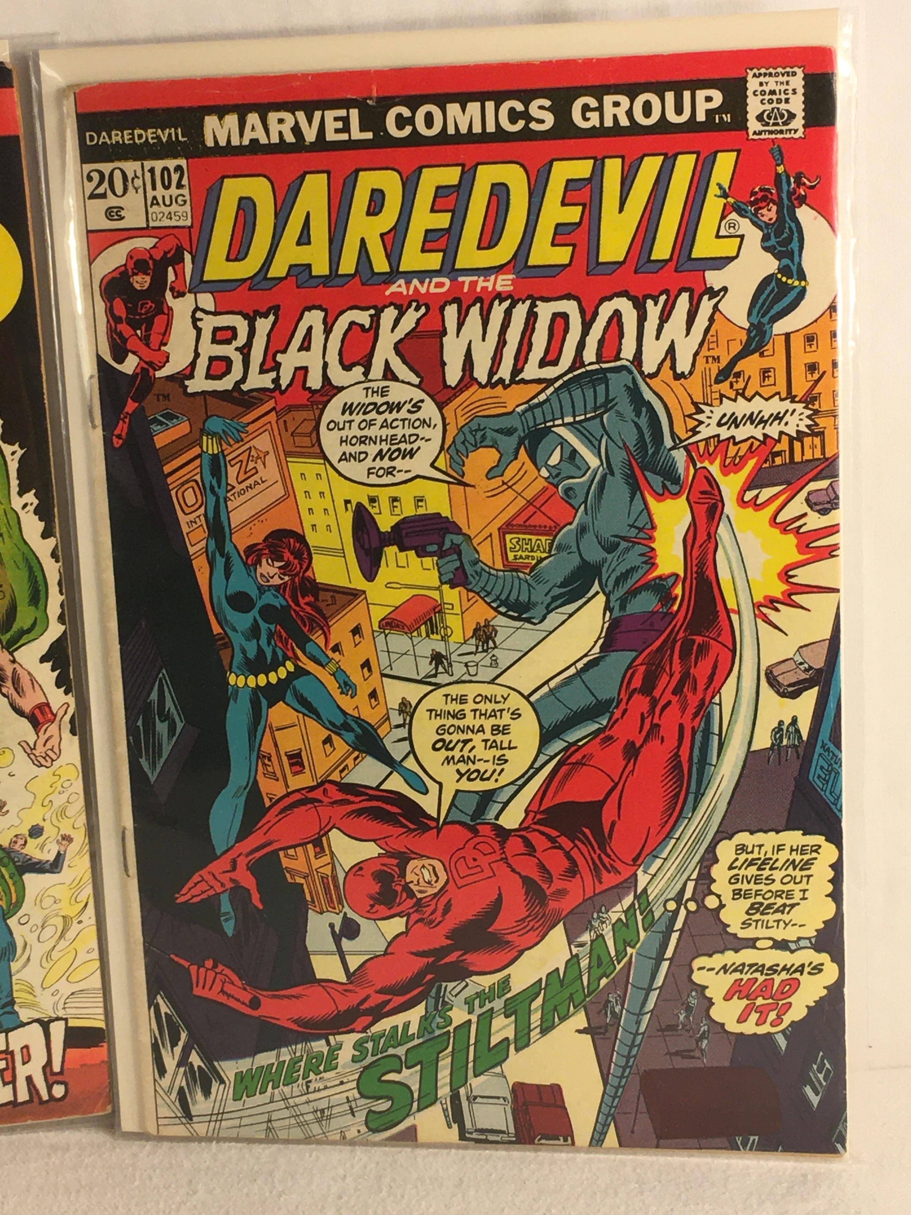 Lot of 2 Collector Vintage Marvel Comics Daredevil &The Black widow  Comic Books No.101.102.