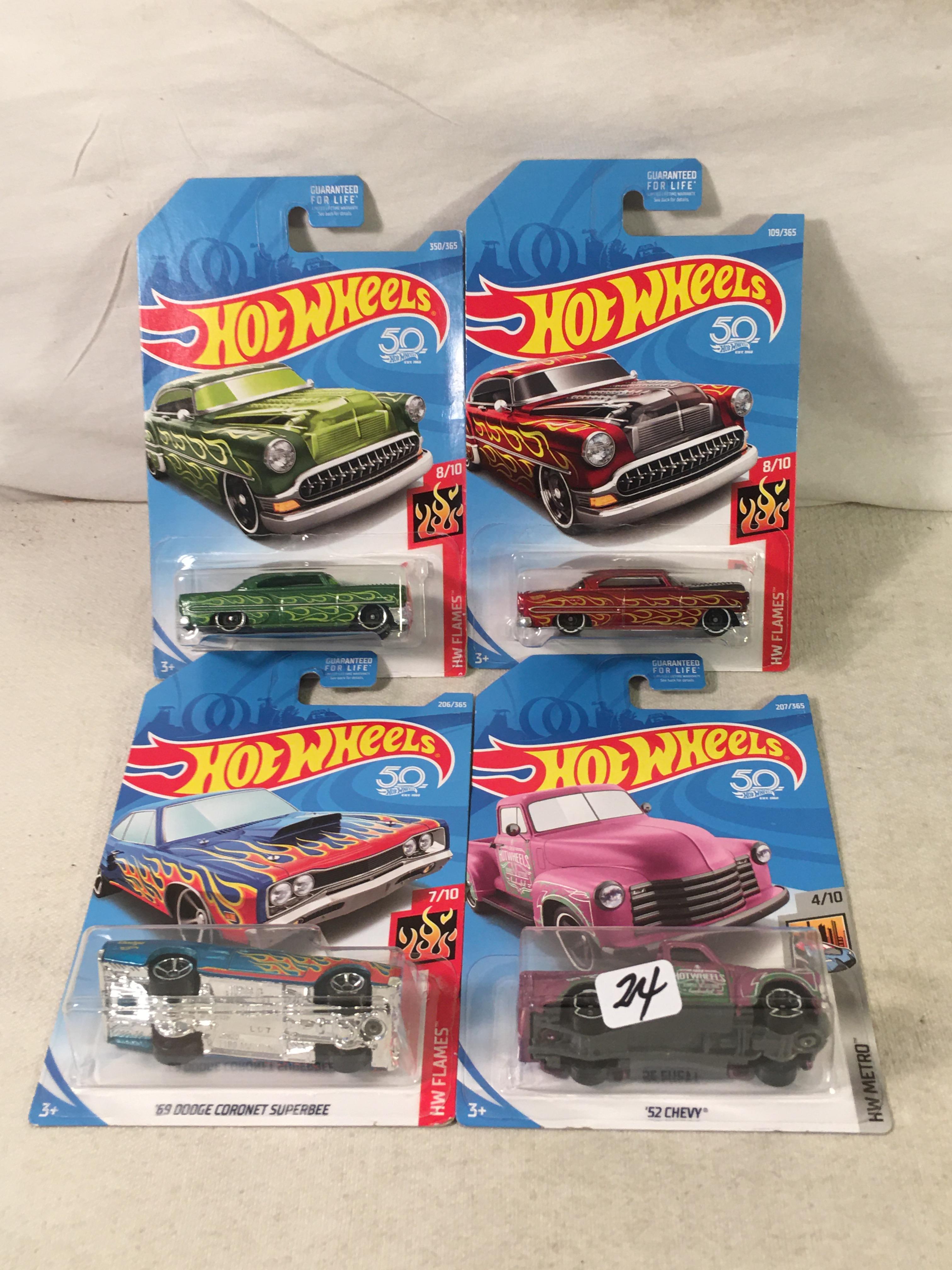 Lot Of 4 Pcs Collector  NIP Hotwheels Assorted Designs 1:64 Scale Die Cast Cars - See Pictures