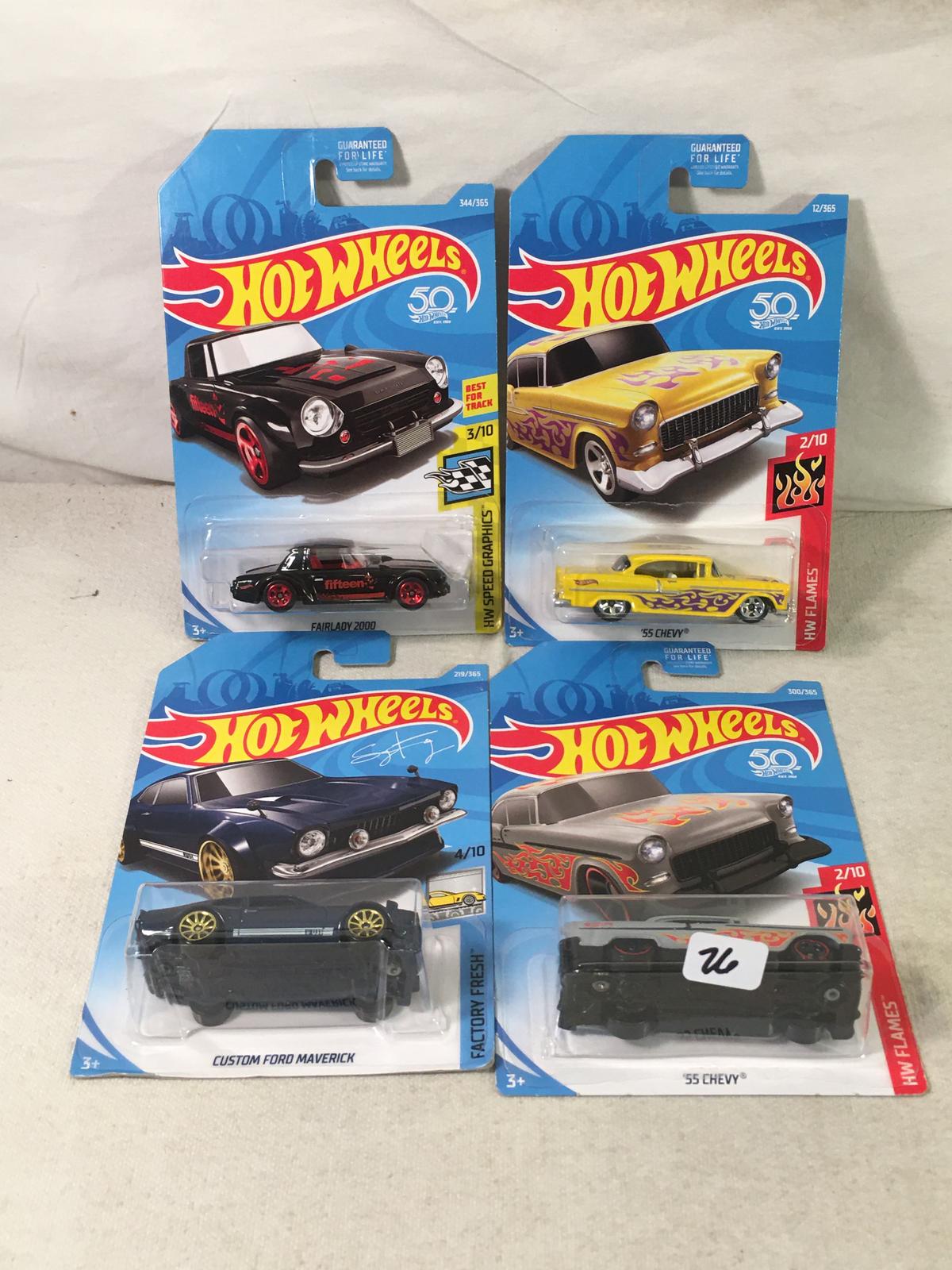 Lot Of 4 Pcs Collector  NIP Hotwheels Assorted Designs 1:64 Scale Die Cast Cars - See Pictures