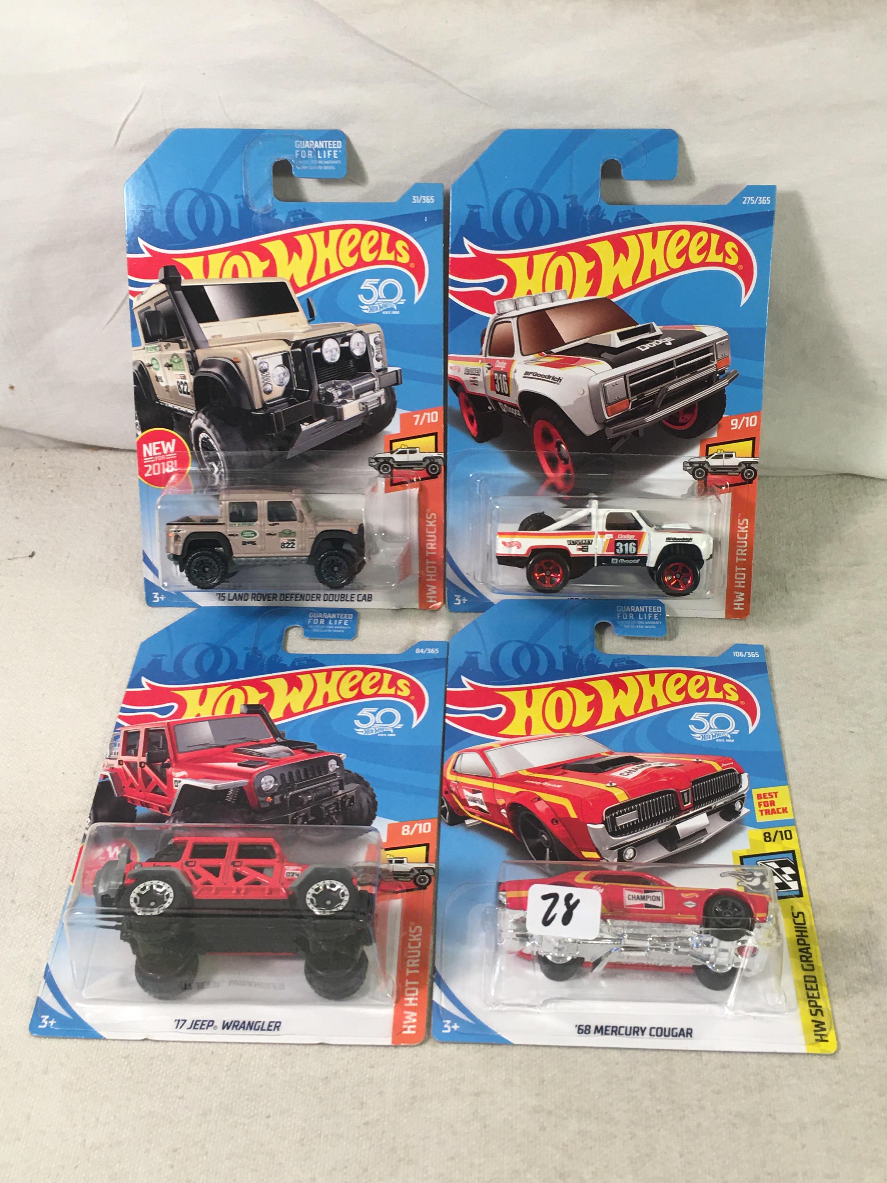 Lot Of 4 Pcs Collector  NIP Hotwheels Assorted Designs 1:64 Scale Die Cast Cars - See Pictures