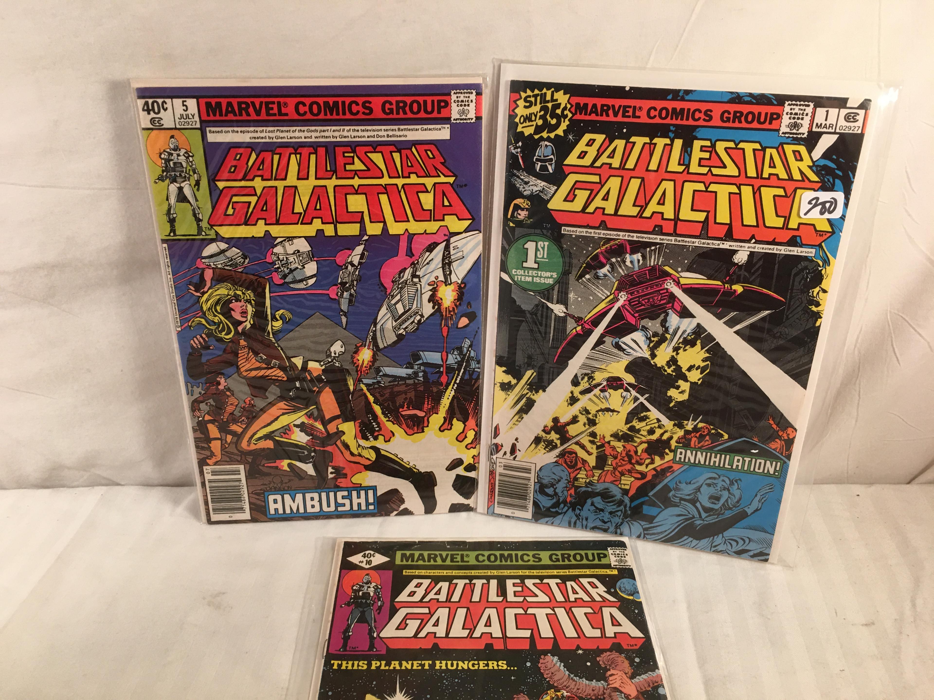 Lot of 3 Pcs Collector Vintage Marvel Comics  Battlestar Galactica Comic Books No.1.5.10.