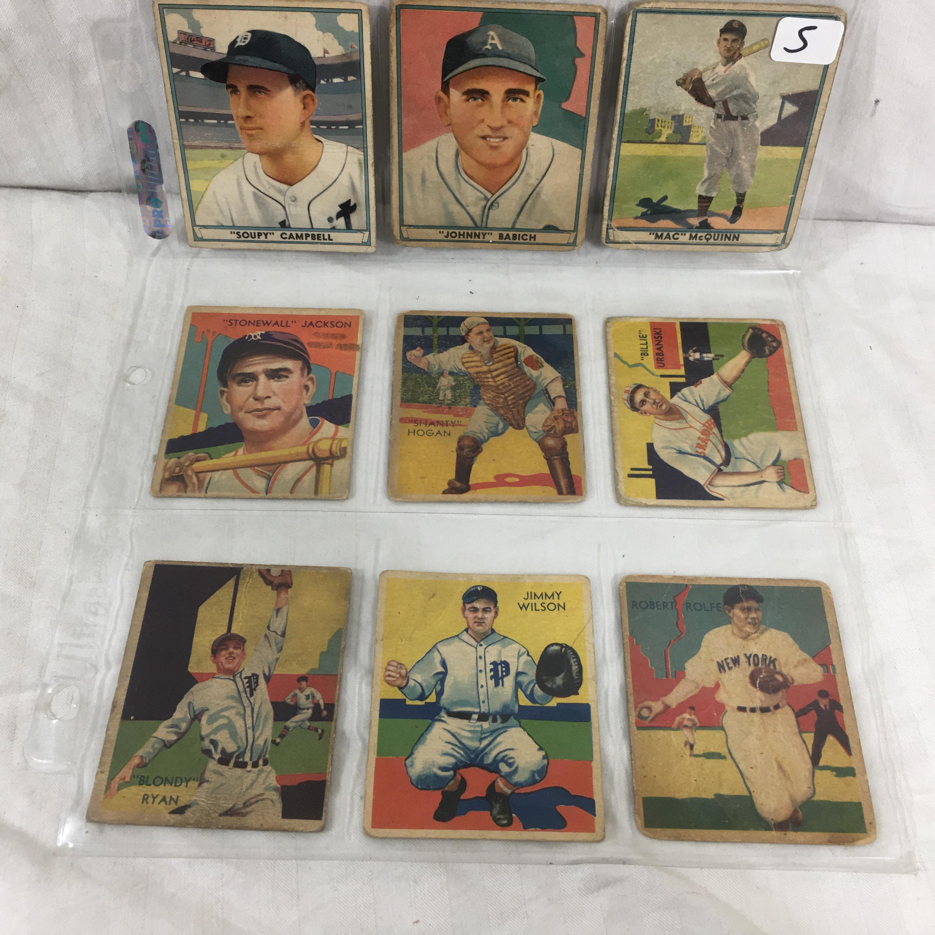 Lot of 9 Pcs Collector Vintage Sport Baseball Sport Trading Assorted Cards and Players