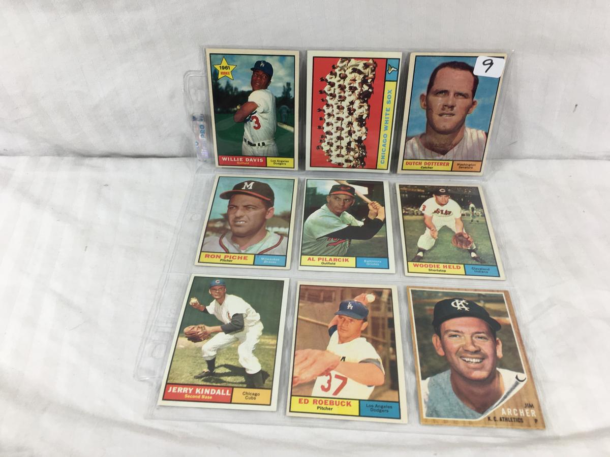 Lot of 9 Pcs Collector Vintage Sport Baseball Sport Trading Assorted Cards and Players