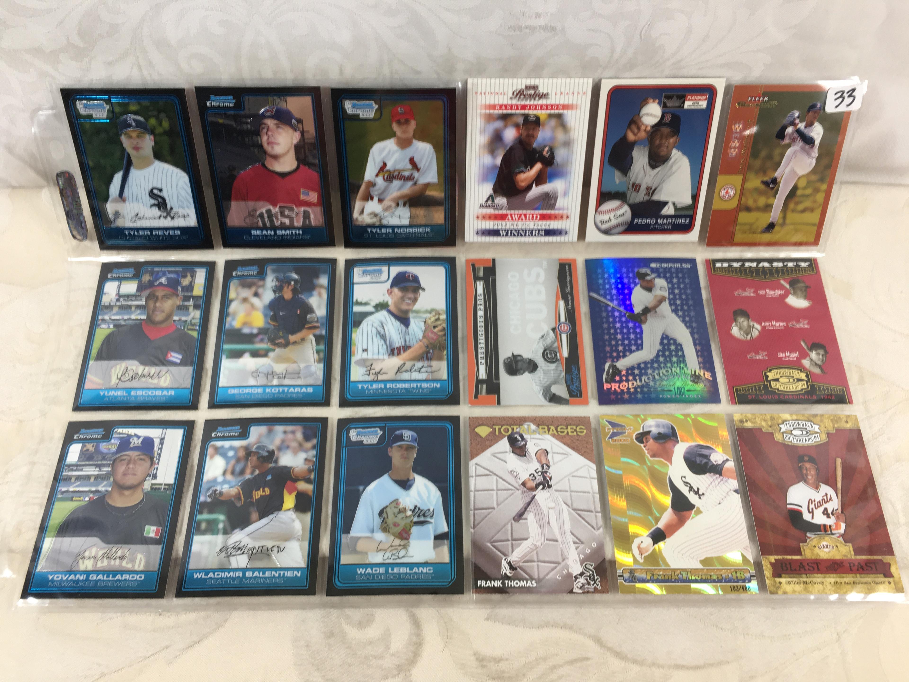 Lot of 18 Pcs Collector Modern Baseball Sport Trading Assorted Cards and Players - See Pictures