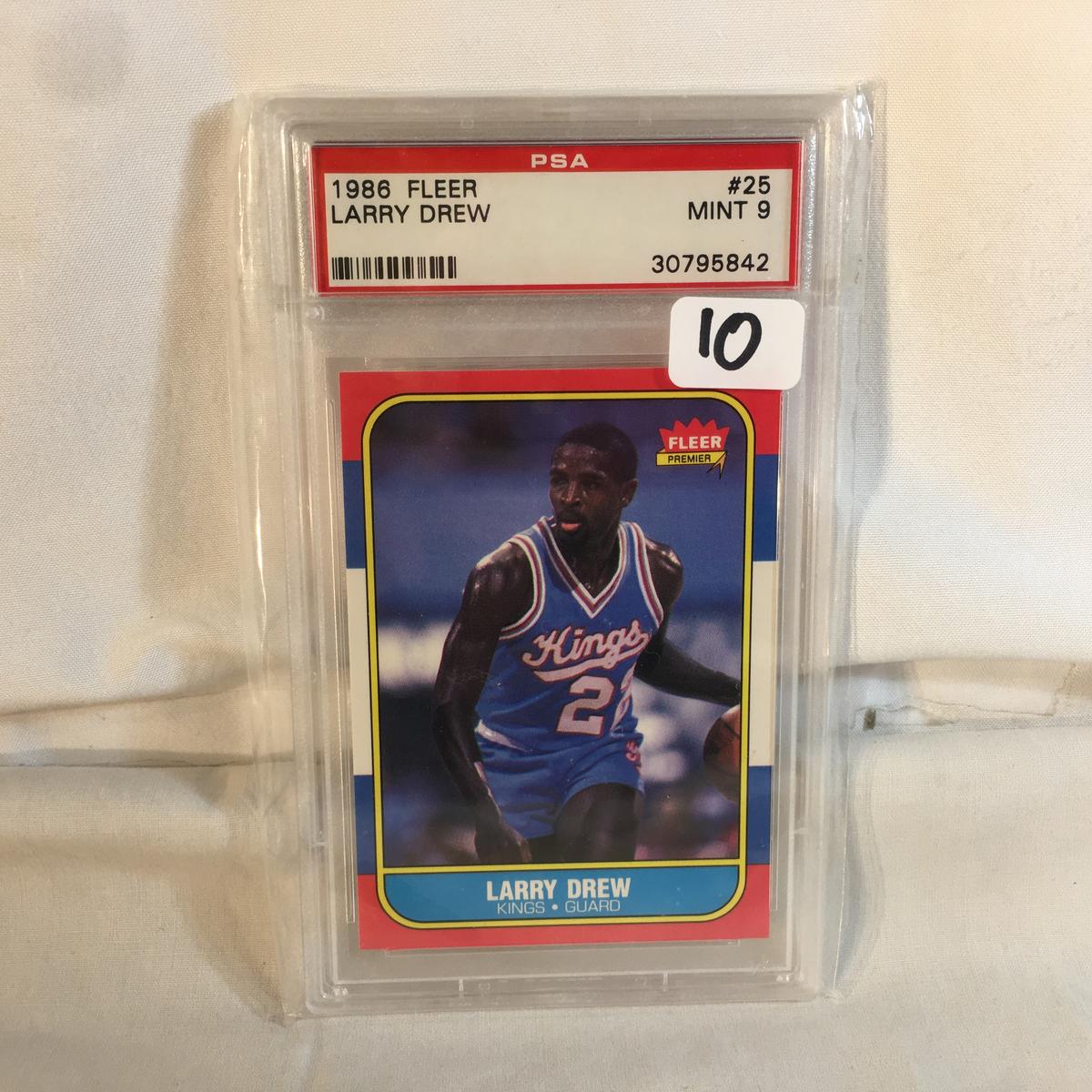 Collector Vintage PSA Graded 1986 Fleer #25 Larry Drew Mint 9 30795842 NBA Sports Card