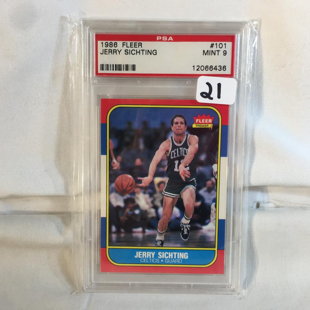 Collector Vintage PSA Graded 1986 Fleer #101 Jerry Sichting Mint 9 12066436 NBA Sports Card