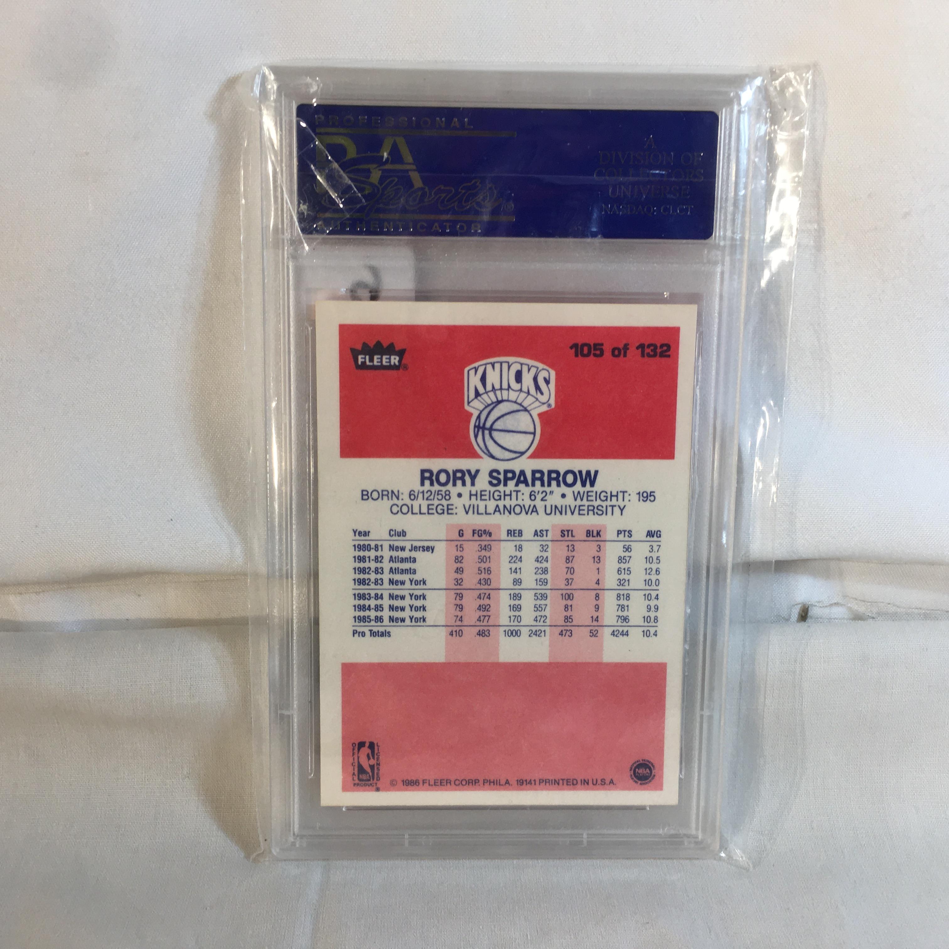 Collector Vintage PSA Graded 1986 Fleer #105 Rory Sparrow Mint 9 90371791 NBA Sports Card