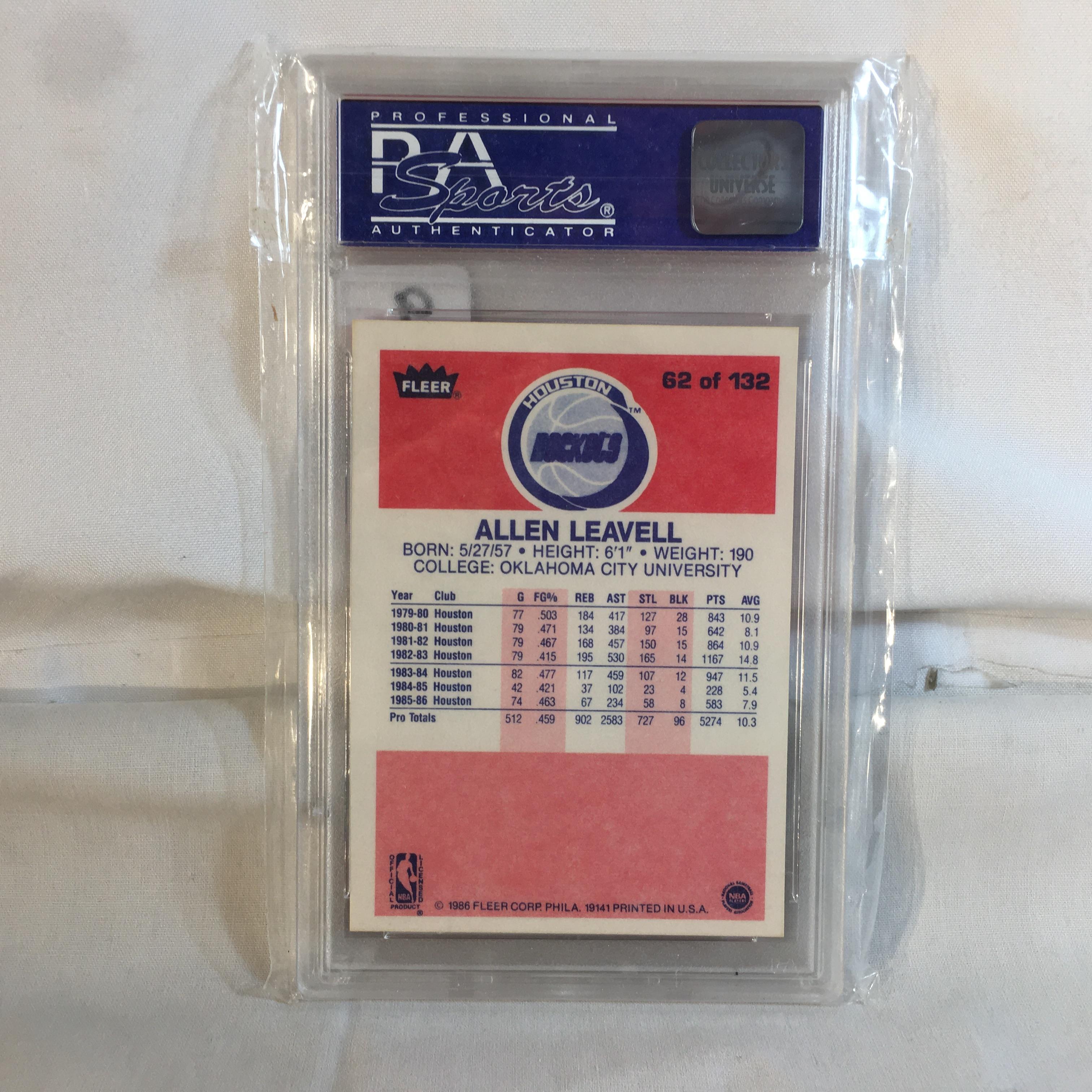 Collector Vintage PSA Graded 1986 Fleer #62 Allen Leavell Mint 9 04335143 NBA Sports Card