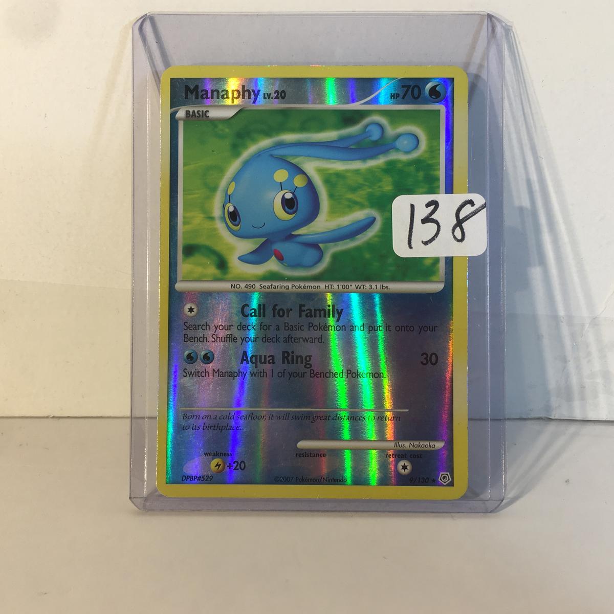 Modern 2007 Pokemon TCG Basic Manaphy Hp70 Holo No.490 Seafaring Pokemon 9/130