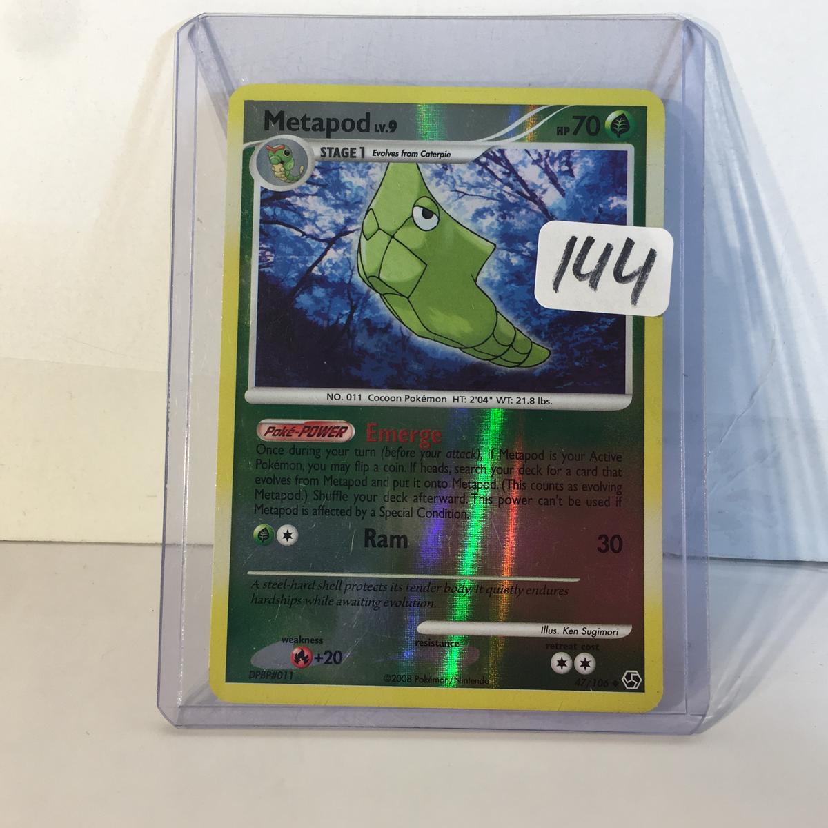 Modern 2008 Pokemon TCG Stage1 Metapod Hp70 Holo No.011 Cocoon Pokemon 47/106