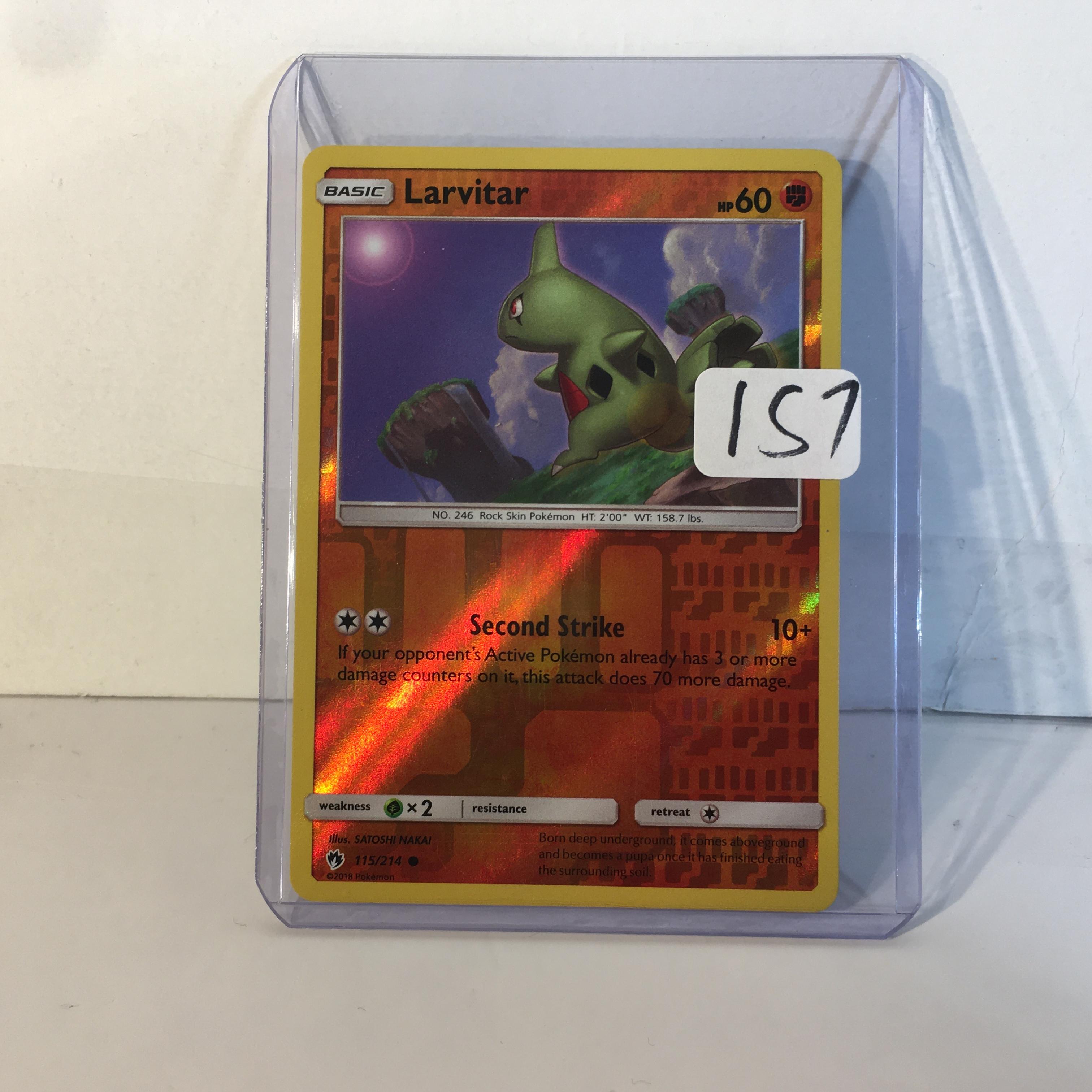 Modern 2018 Pokemon TCG Basic Larvitar HP60 Holo No.246 Rock Skin Pokemon 115/214