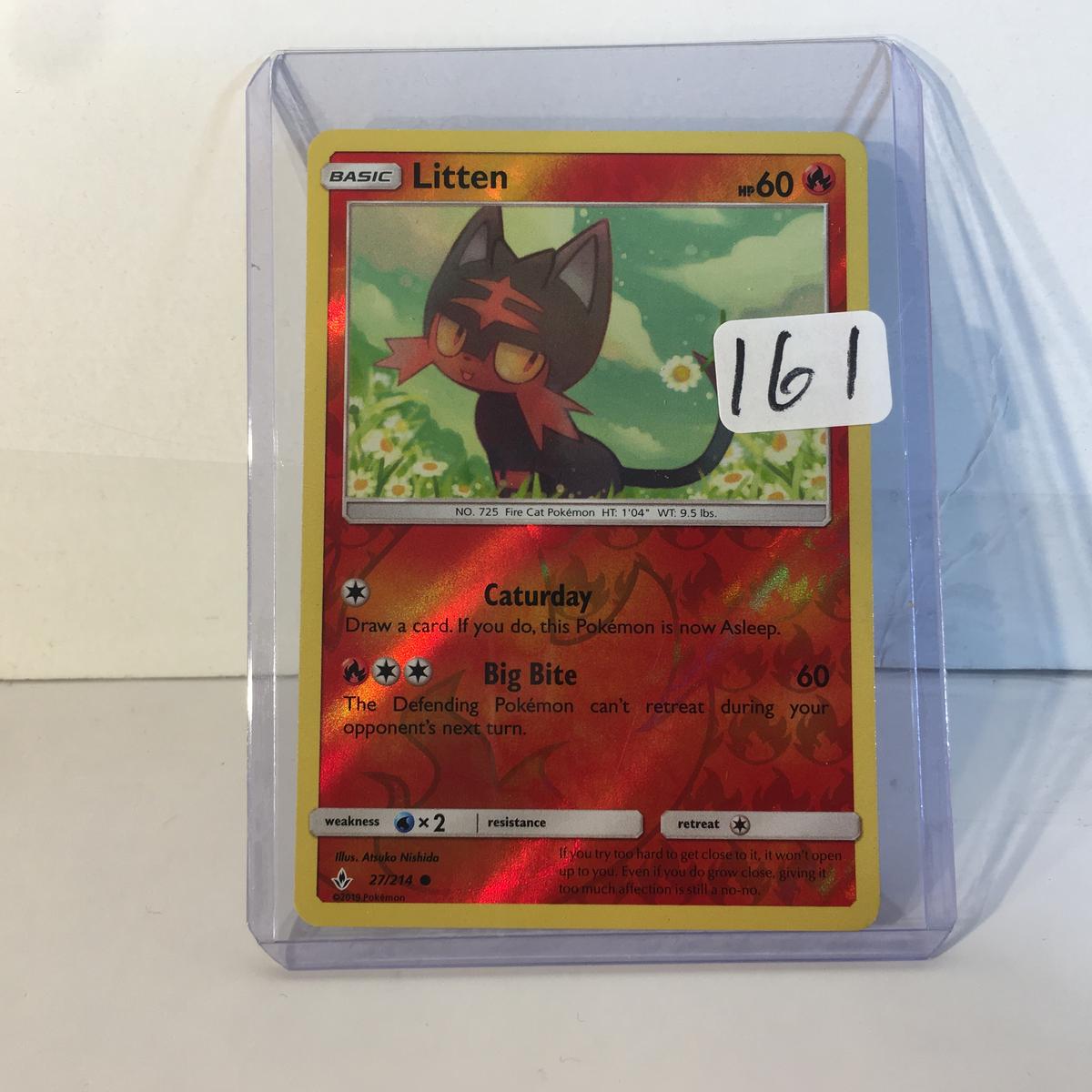 Modern 2019 Pokemon TCG Basic Litten GP60 Holo No.725 Fire Cat Pokemon 27/214