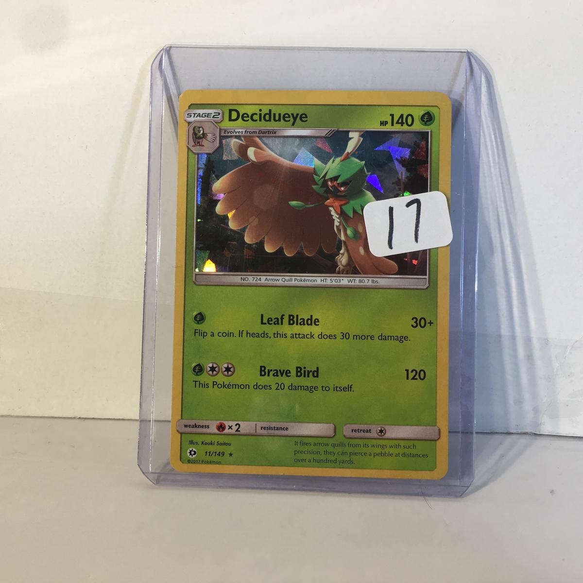 Collector Modern 2017 Pokemon TCG Stage2 Decidueye Hp140 Holo No.724 Arrow Quill Pokemon