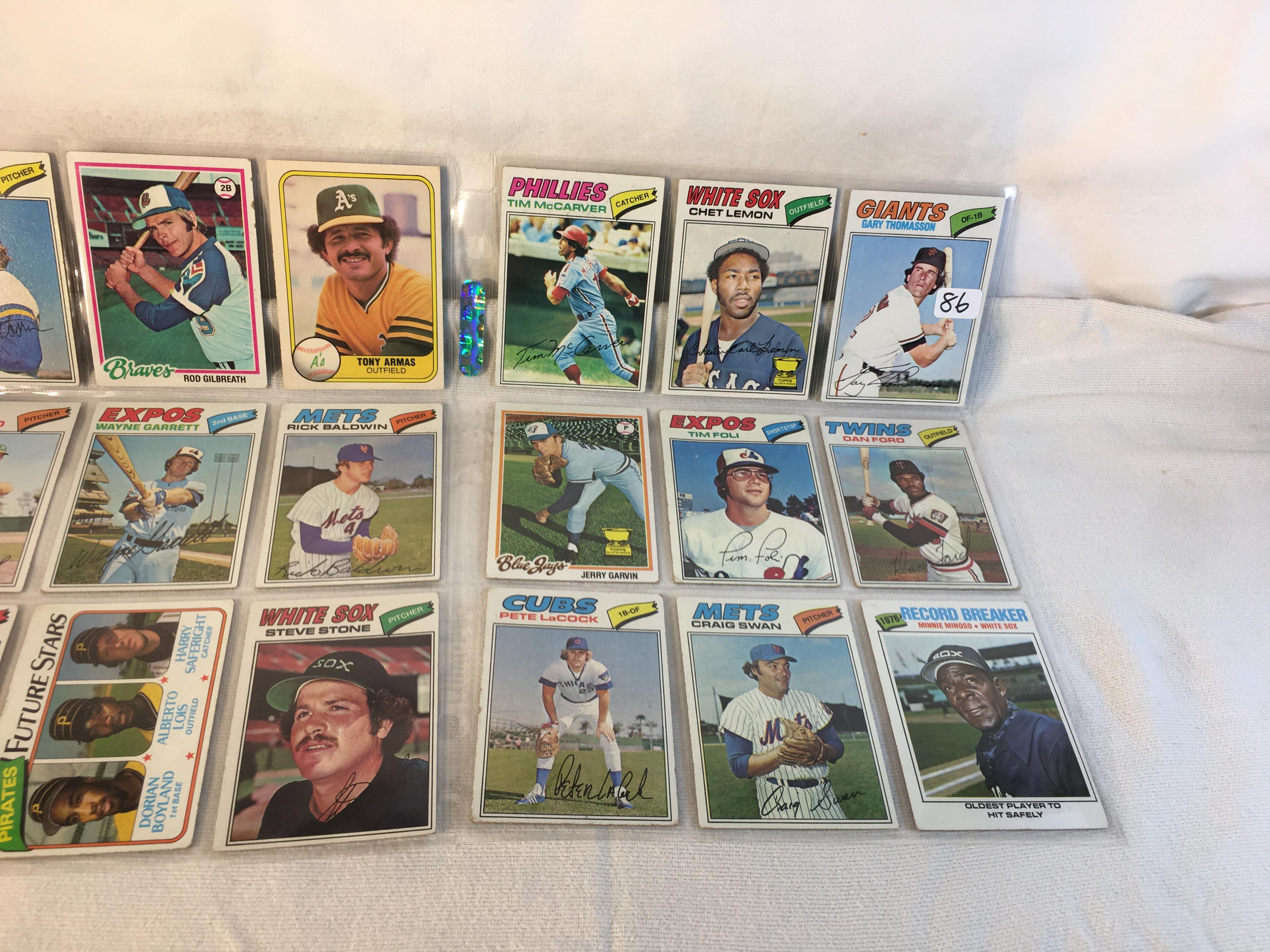 Lot of 18 Pcs Collector Vintage  MLB Baseball  Sport Trading Assorted Cards & Players - See Photos