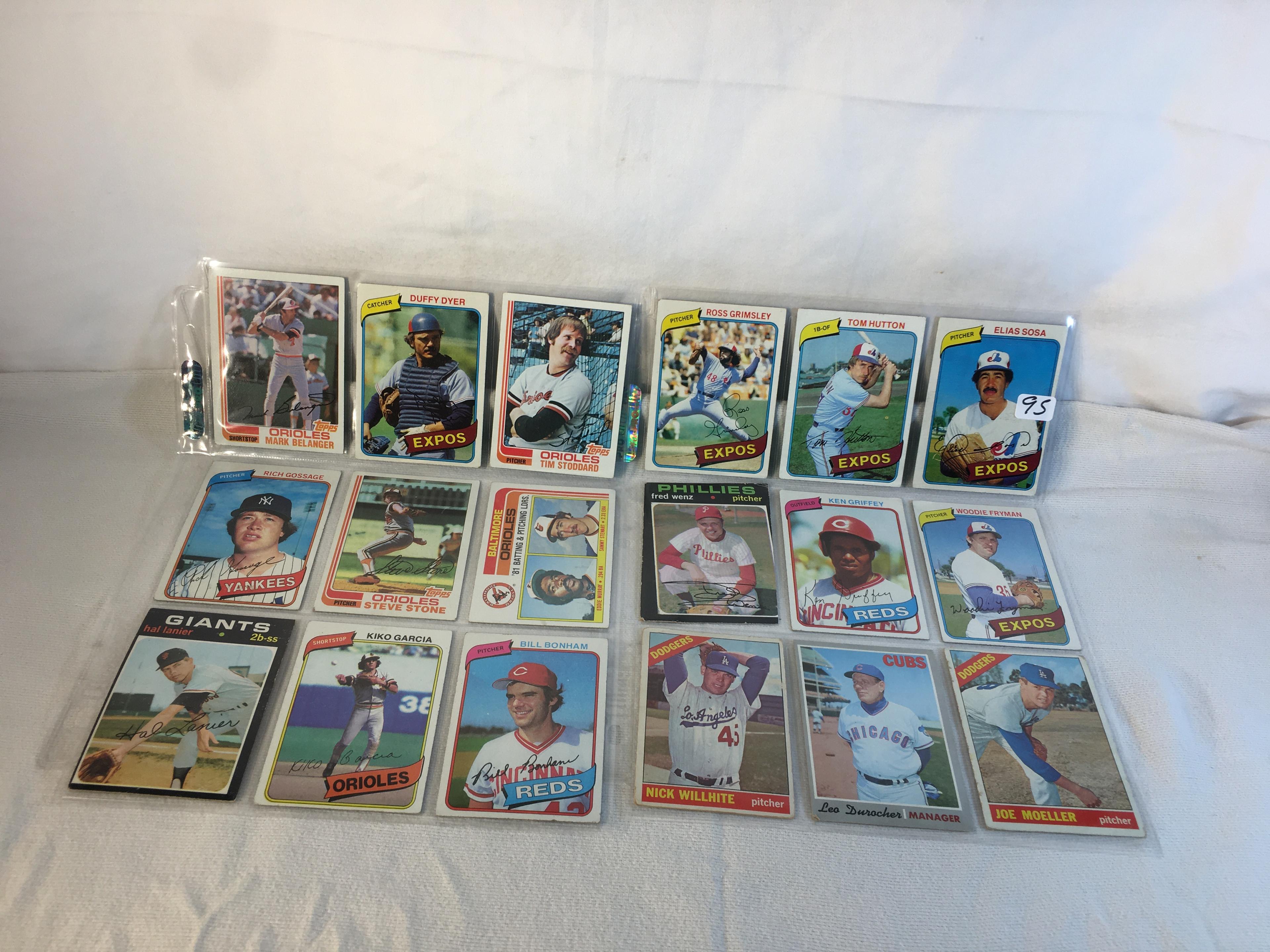 Lot of 18 Pcs Collector Vintage  MLB Baseball  Sport Trading Assorted Cards & Players - See Photos