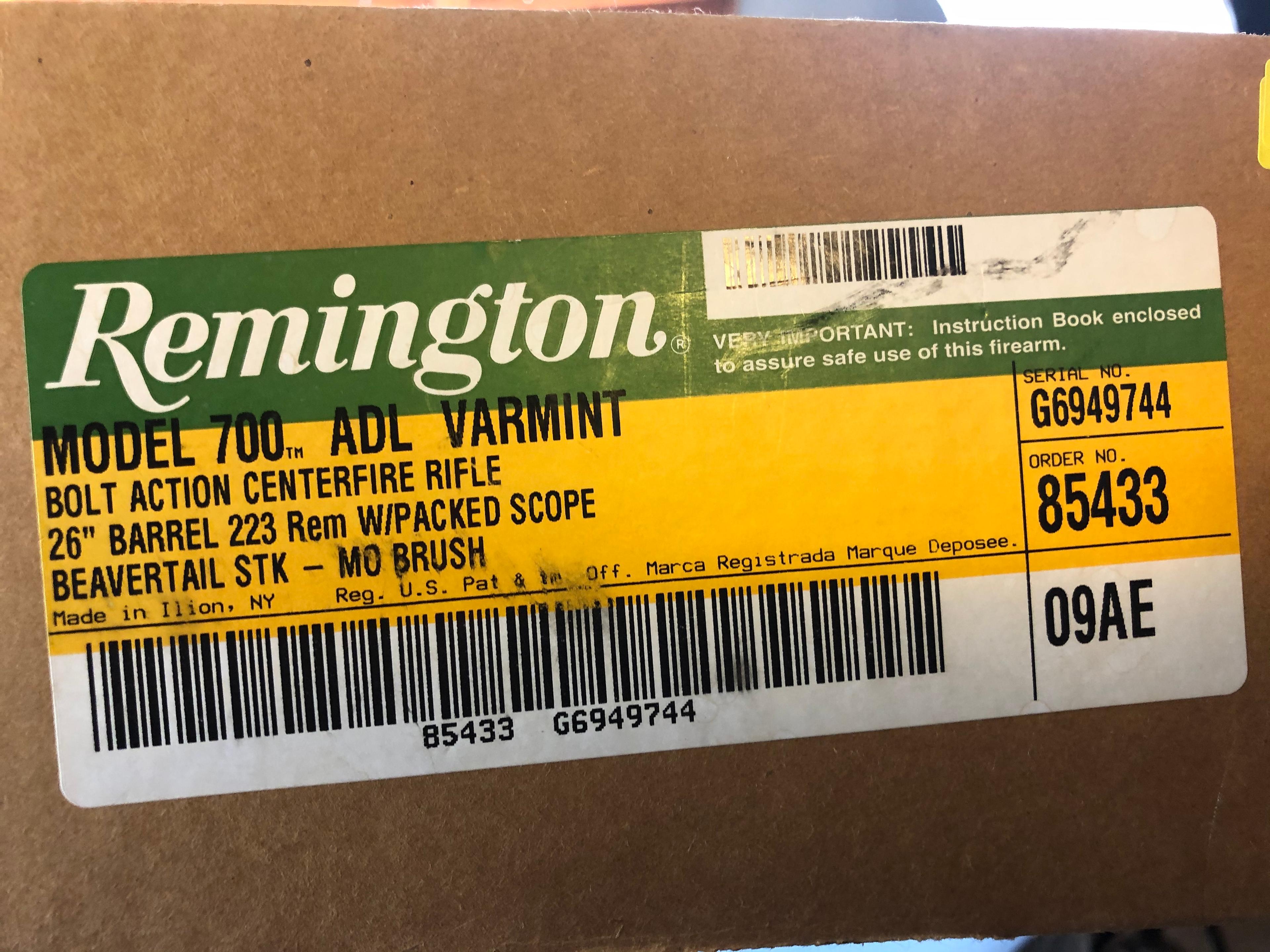 Remington, 700 ADL Varmint, 223, New In Box