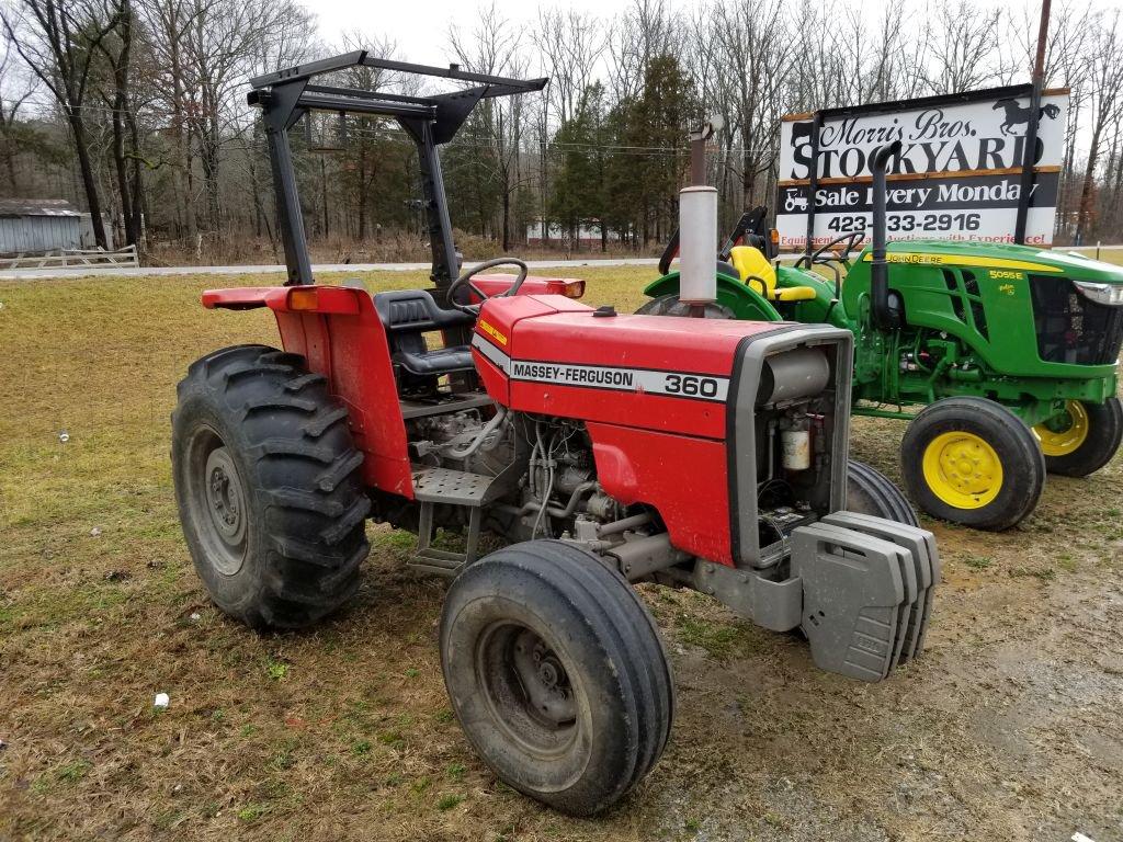 MASSEY FERGUSON 360 TRACTOR W/ FRONT WEIGHTS, HOURS SHOWING: 726, S: 5221V0