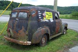 1955 CHEVROLET 3100 PANEL WAGON W/ MOTOR AND TRANSMISSION, WAS RUNNING WHEN