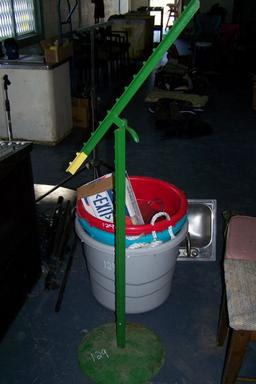 HOMEMADE MIC STAND & 3 PLASTIC TUBS