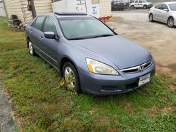 2007 HONDA UEX ACCORD CAR, VIN: 1HGCM56857A076184, MILES SHOWING: 187,636