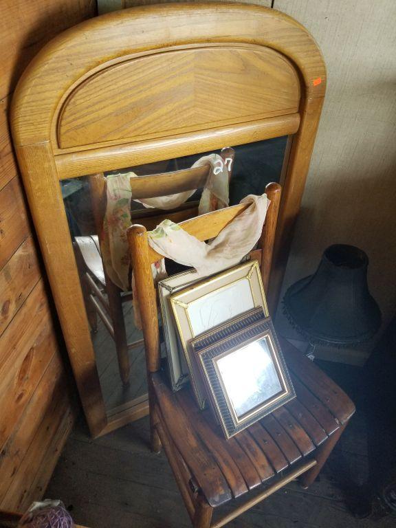 LAMP, WOODEN MIRRORS FOR DRESSERS (2) 34" TALL X 37" WIDE AND 49" TALL X 28