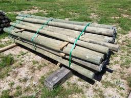 NEW TREATED 3.5-4" X 8' WOOD POSTS (55)