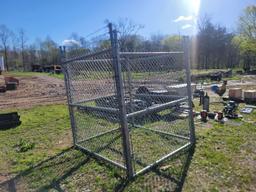 6'X7' HEAVY DUTY CHAIN LINK PANELS WITH BARB WIRE AT THE TOP