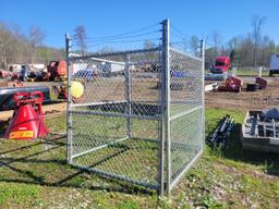 6'X7' HEAVY DUTY CHAIN LINK PANELS WITH BARB WIRE AT THE TOP