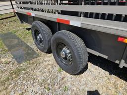 2023 UNUSED 24X6'8" WW GOOSENECK STOCK TRAILER, CLEATED RUBBER FLOOR, FULL