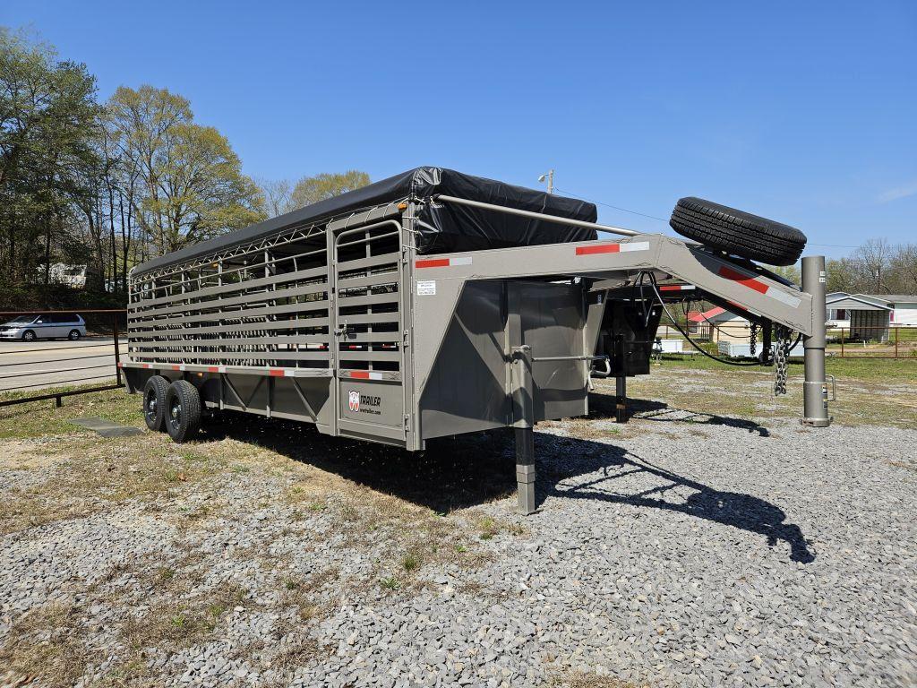 2023 UNUSED 24X6'8" WW GOOSENECK STOCK TRAILER, CLEATED RUBBER FLOOR, FULL